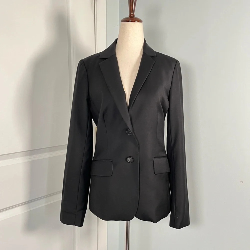 J.Crew black 100% wool single breasted jacket blazer size 2 - Picture 6 of 13